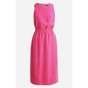 J. Crew Women’s Cinched Waist Cupro Midi Dress Pink Career Valentine Size 3X NWT